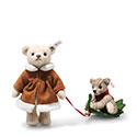 Steiff Mama Teddy Bear with Child on Holly Express